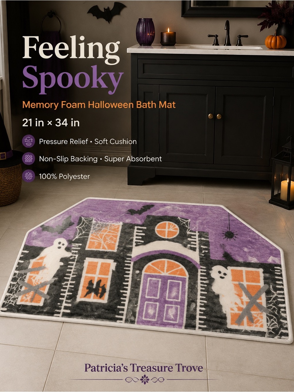 Purple Halloween Memory Foam Bath Mat